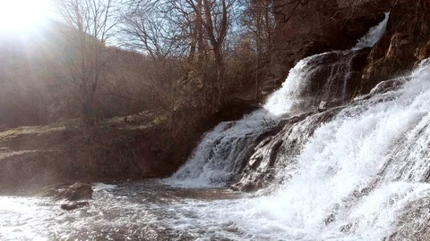 Waterfall landscape view of water stream on the river in national park. Stock Footage 117152837