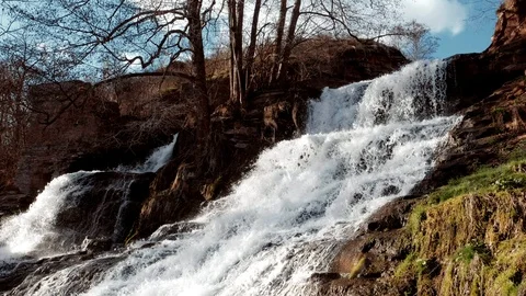 Waterfall landscape view of water stream on the river in national park. Stock Footage 117152880