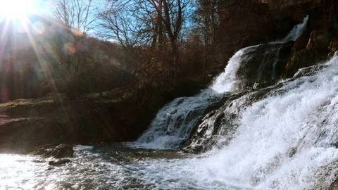 Waterfall landscape view of water stream on the river in national park. Stock Footage 117152890