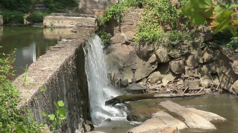 Waterfall at Lassiter Mill Dam Stock Footage 855808