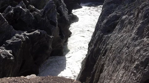 Waterfall in the Lava Fields Stock Footage 59394703