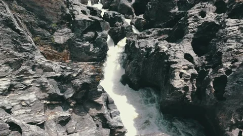 Waterfall in the Lava Fields Stock Footage 63851917