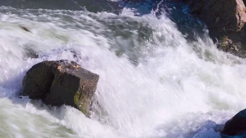 Waterfall in the Lava Fields Stock Footage 84576327