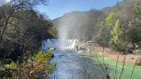 Waterfall in Les Cévennes Stock Footage 345361164
