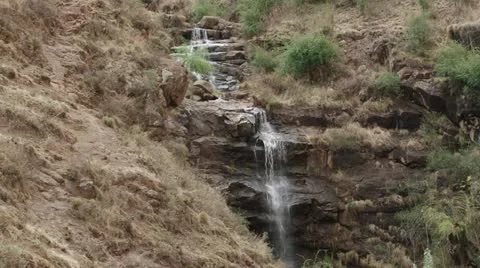 A waterfall in Lesotho Stock Footage 12268137