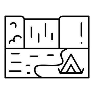 Waterfall Line Icon Stock Illustration