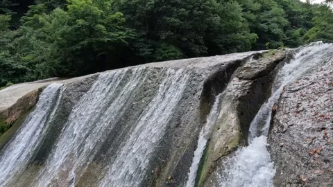 Waterfall with little water Stock Footage 247447399
