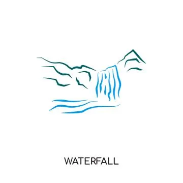 Waterfall logo isolated on white background for your web, mobile and app desi Stock Illustration
