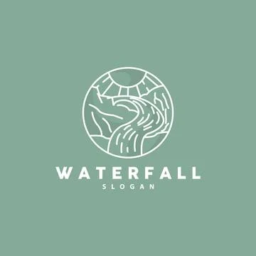 Premium Vector | Beautiful mountain waterfall logo design vector  illustration