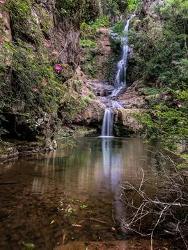 Waterfall in long exposure Stock Photos