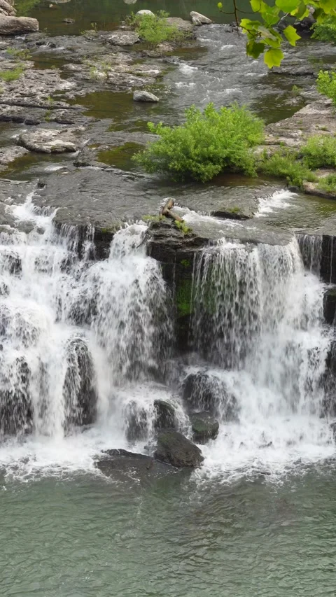 Waterfall Long Lens Vertical Stock Footage 244463070
