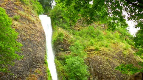 Waterfall Looking Up Slow Motion Stock Footage 313643