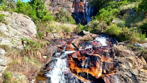 Waterfall in Lush Green Landscape Video stock 296542274