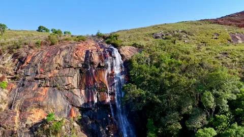 Waterfall in Lush Green Landscape Video stock 296542281