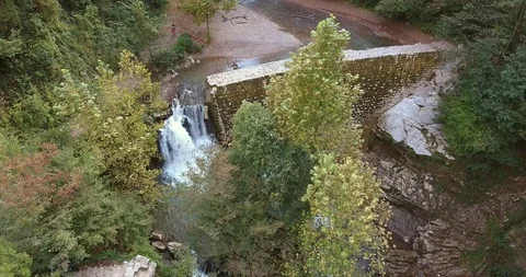 WATERFALL IN THE LUSH VALLEY Video stock 110773193