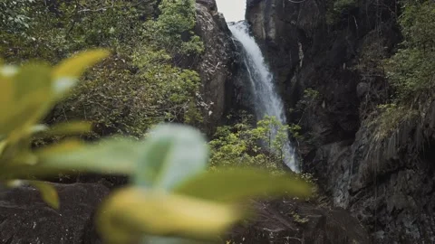Waterfall with lush vegetation. Khlong Phlu waterfall in Koh Chang, Thailand Stock Footage 232907327