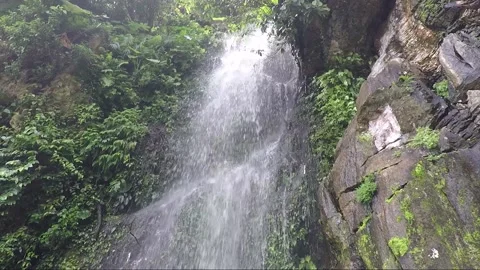 Waterfall at Main Temple cave, Batu caves, Selangor, Kuala Lumpur, Malaysia Stock Footage 194476415