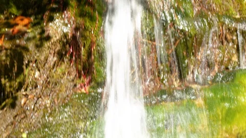 Waterfall Maries in Thassos Greece Tilting Shot From Water to Sky Stock Footage