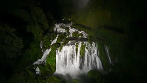 Waterfall of marmore by night upper part Stock Footage 159534868