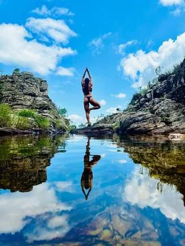 Waterfall meditation Stock Photos
