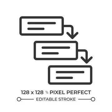 Waterfall methodology pixel perfect line icon 库存插图