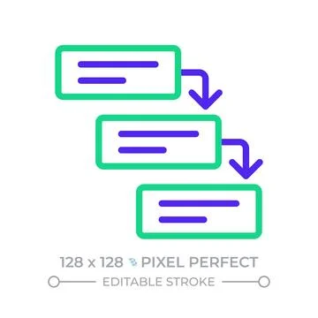 Waterfall methodology pixel perfect two color line icon Stock Illustration