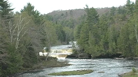Waterfall in Michigan Stock Footage 105119434