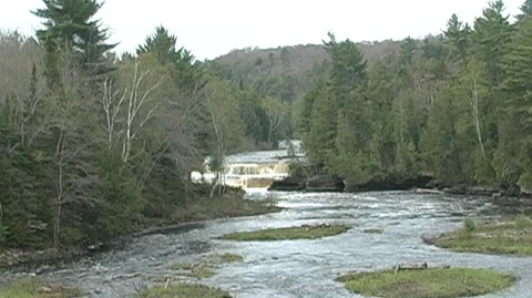 Waterfall in Michigan Stock Footage 105120375