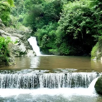 Waterfall in the middle of a beautiful forest Foto stock