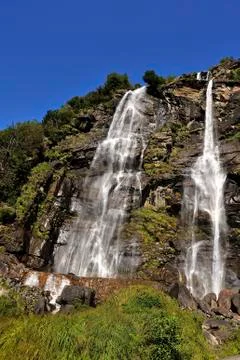 Waterfall in the middle of the forest Stock Photos
