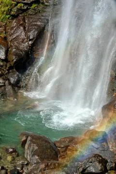 Waterfall in the middle of the forest Stock Photos