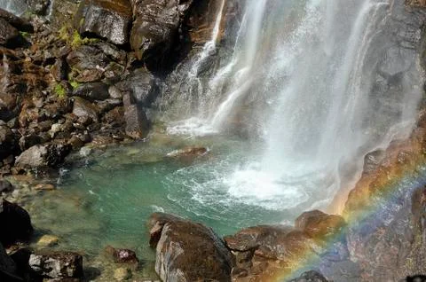 Waterfall in the middle of the forest Stock Photos