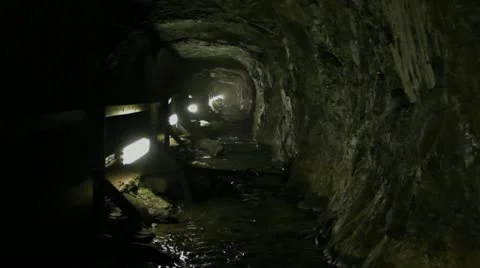 Waterfall in a Mineshaft Stock-Footage 11813937