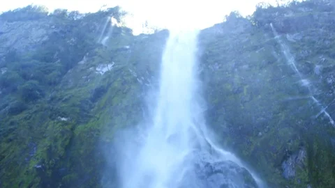 Waterfall Mist Low-Angle Shot Stock Footage 77765902