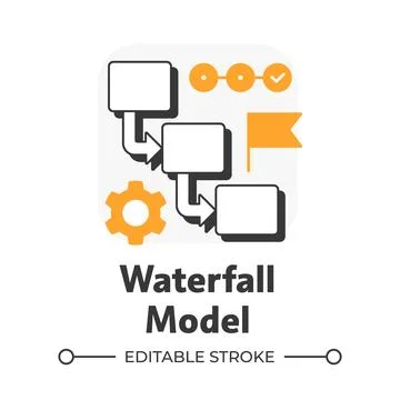 Waterfall model flat outline concept icon Stock Illustration