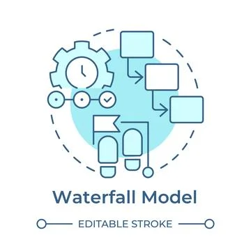 Waterfall model soft blue concept icon Stock Illustration