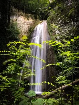 Waterfall Molina, Mountain and plants Stock Photos
