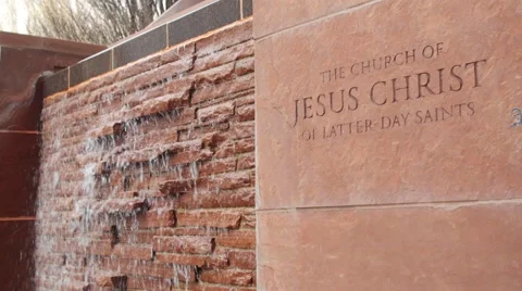 Waterfall in the Mormon Temple Square in Salt Lake Stock Footage 49235015