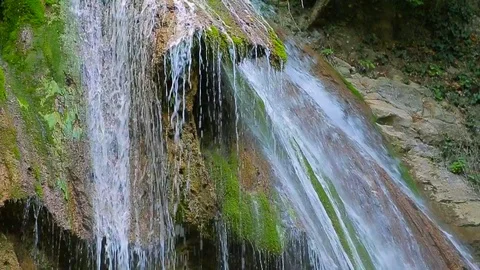 Waterfall, mossy rocks Stock Footage 78937691