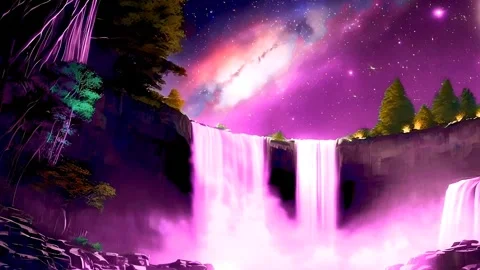 Waterfall on a mountain cliff Stock Footage 252481583