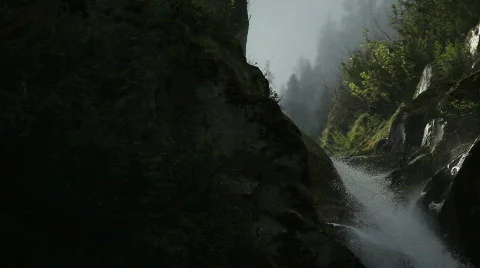 Waterfall in Mountain Stock Footage 712759