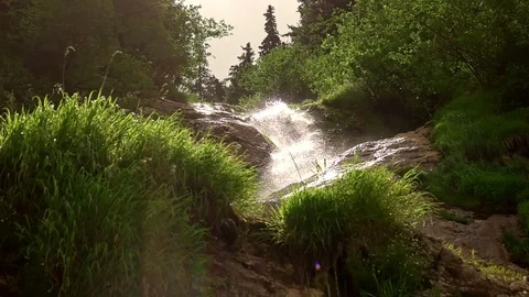 Waterfall in mountain Stock Footage 113566019