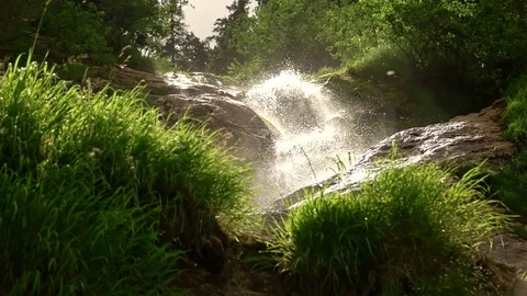 Waterfall in mountain Stock Footage 113566035