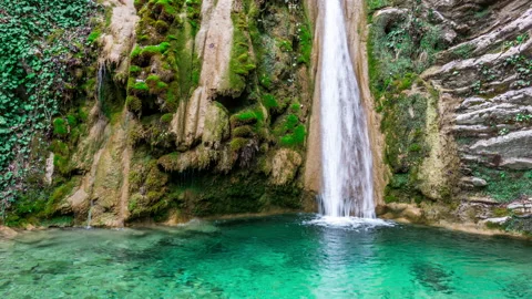 Waterfall in the Mountain Forest Stock Footage 146615033