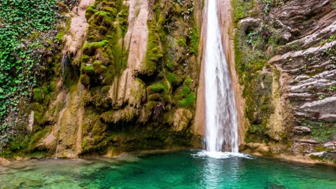 Waterfall in the Mountain Forest Stock Footage 157640720