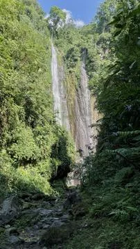 Waterfall in the mountain forest Stock Photos