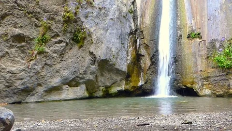 Waterfall in a mountain lake Stock Footage 82472012