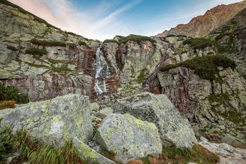 Waterfall mountain landscape Stock Photos