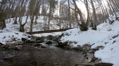 Waterfall in mountain locality in winter Video stock 46520116