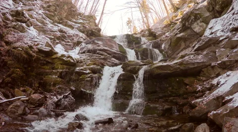 Waterfall in mountain locality in winter Video stock 46520720